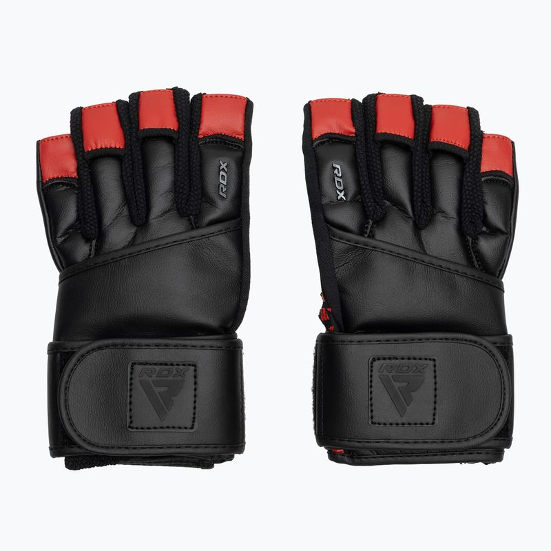 RDX L4 Guanti da allenamento per il sollevamento pesi in pelle rosso/nero 2