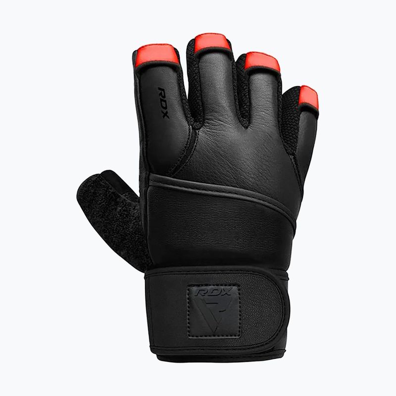 RDX L4 Guanti da allenamento per il sollevamento pesi in pelle rosso/nero 3