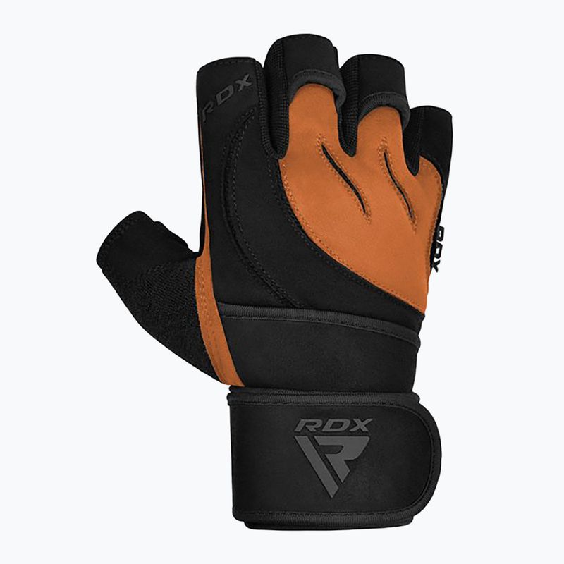 Guanti da allenamento RDX L4 Open Finger Micro Plus Gym tan/nero 2