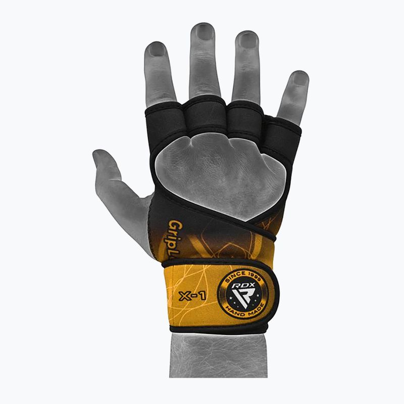 RDX Weight Lifting X1 Guanti da allenamento con cinturino lungo giallo 6