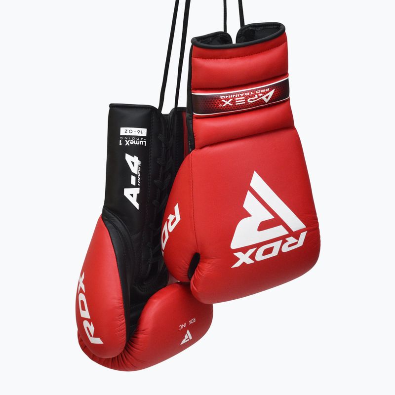 RDX Apex Lace Up Guantoni da boxe per allenamento e sparring rosso 4