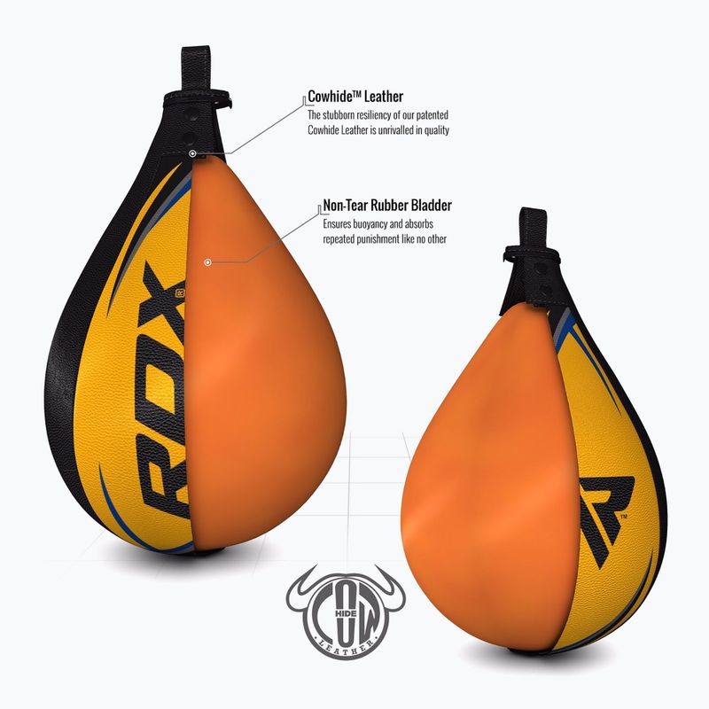 Palla da boxe RDX Speed Ball in pelle Multi giallo/blu 5