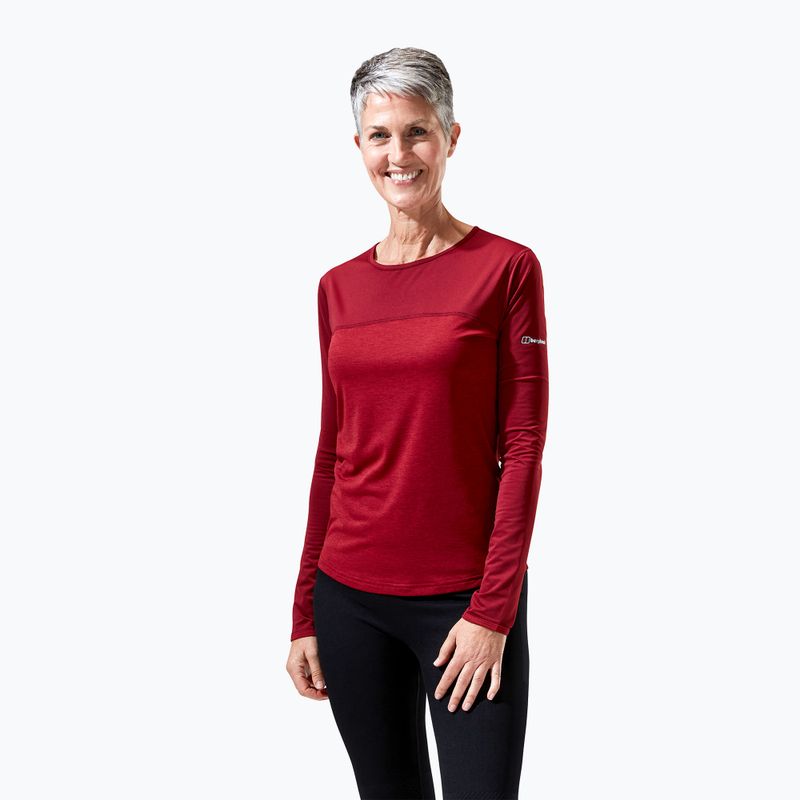 Trekking donna manica lunga Berghaus Voyager Tech Tee Basecrew syrah/red dahlia