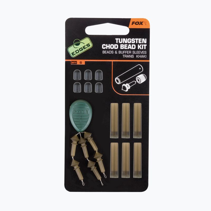 Protezione Chod Riga Fox International Edges Kit di perline Chod di tungsteno x 6 Perline/manicotti di rinforzo