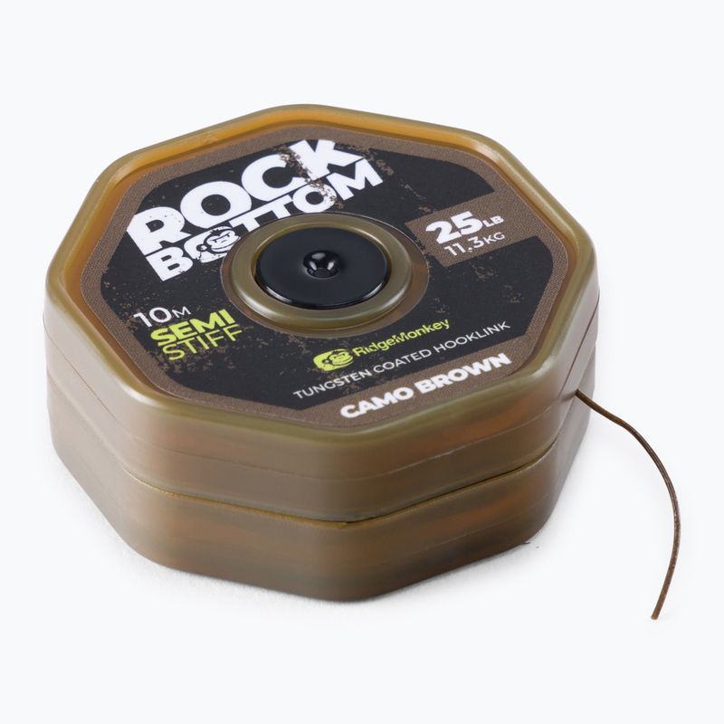 RidgeMonkey treccia per carpe Connexion Rock Bottom Tungsten Semi Stiff Coated Hooklink marrone RMT282