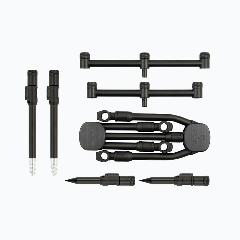 Fox International Black Label QR Pod completo di supporto nero a 3 canne 2