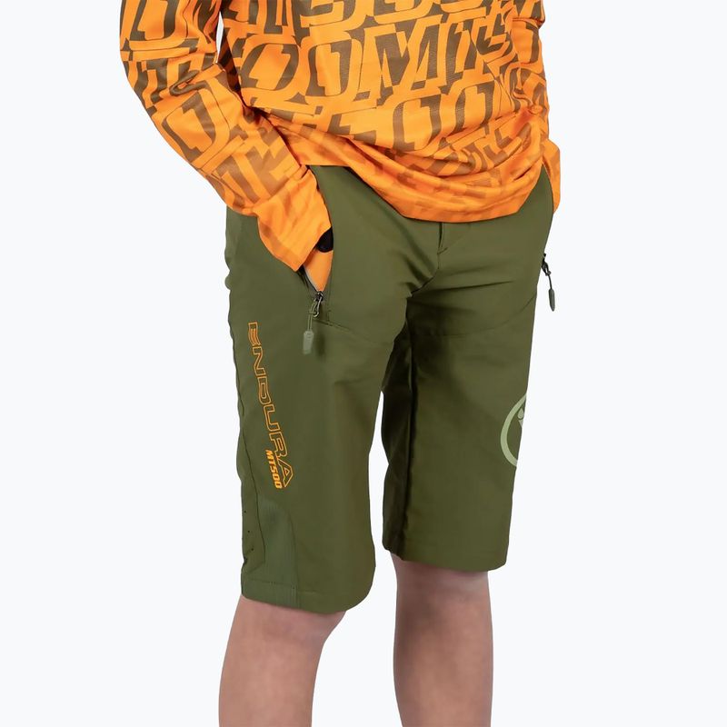 Pantaloncini da ciclismo da bambino Endura MT500 Jr Burner Short verde oliva 3