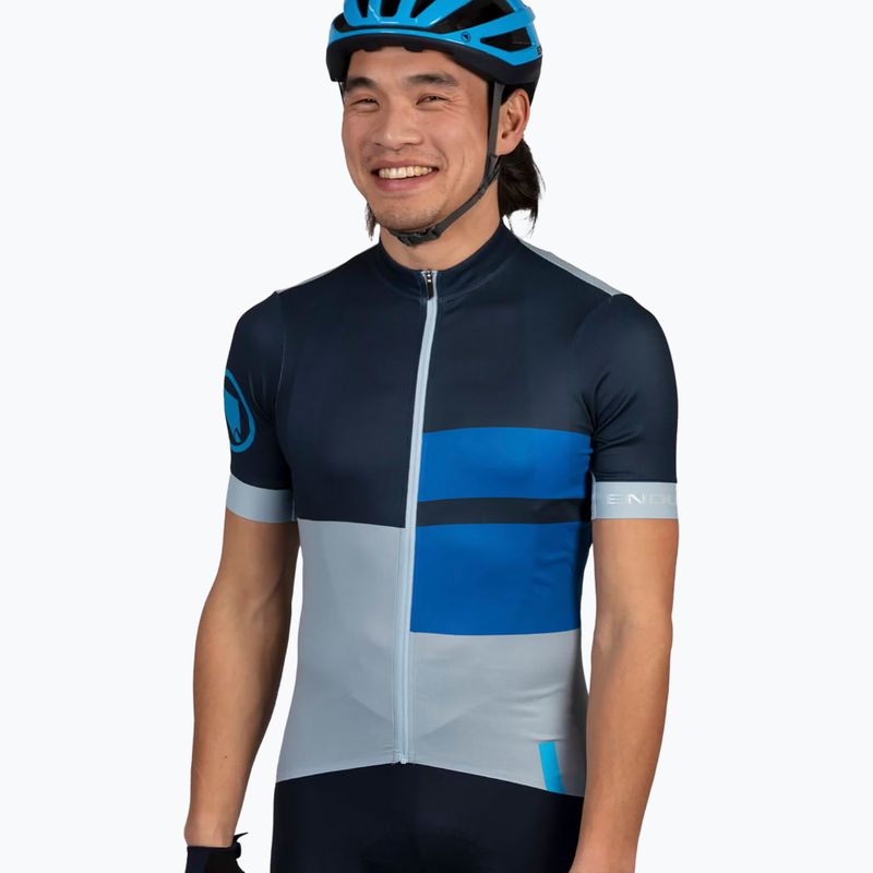 Maglia ciclismo Endura FS260 Print S/S uomo blu inchiostro