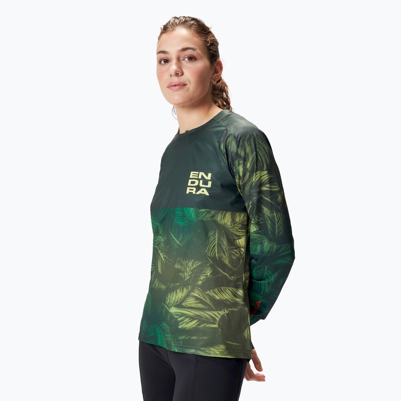 Maglia ciclismo donna a manica lunga Endura Tropical Print Ltd ghillie verde 3