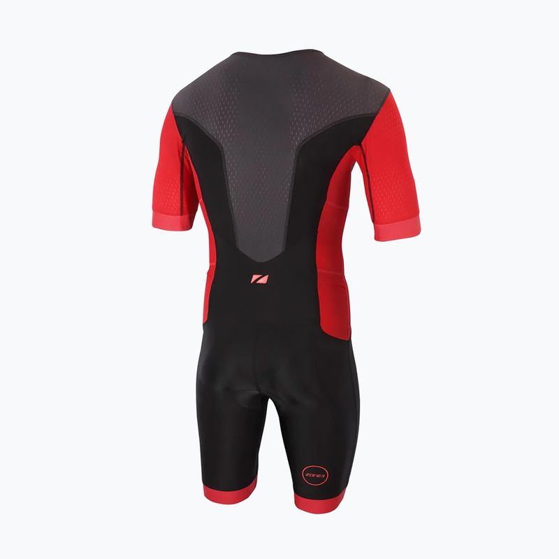 Tuta da triathlon ZONE3 Aquaflo Fullzip SS da uomo nero/rosso 2