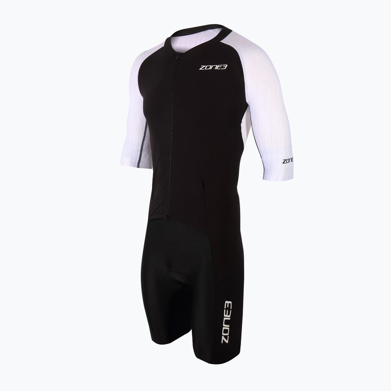 Tuta da triathlon ZONE3 Lava Long Distance Full Zip Uomo nero/bianco/rosso