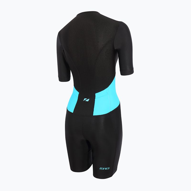 Tuta da triathlon da donna ZONE3 Activate SS Full Zip Trisuit nero/turchese 3