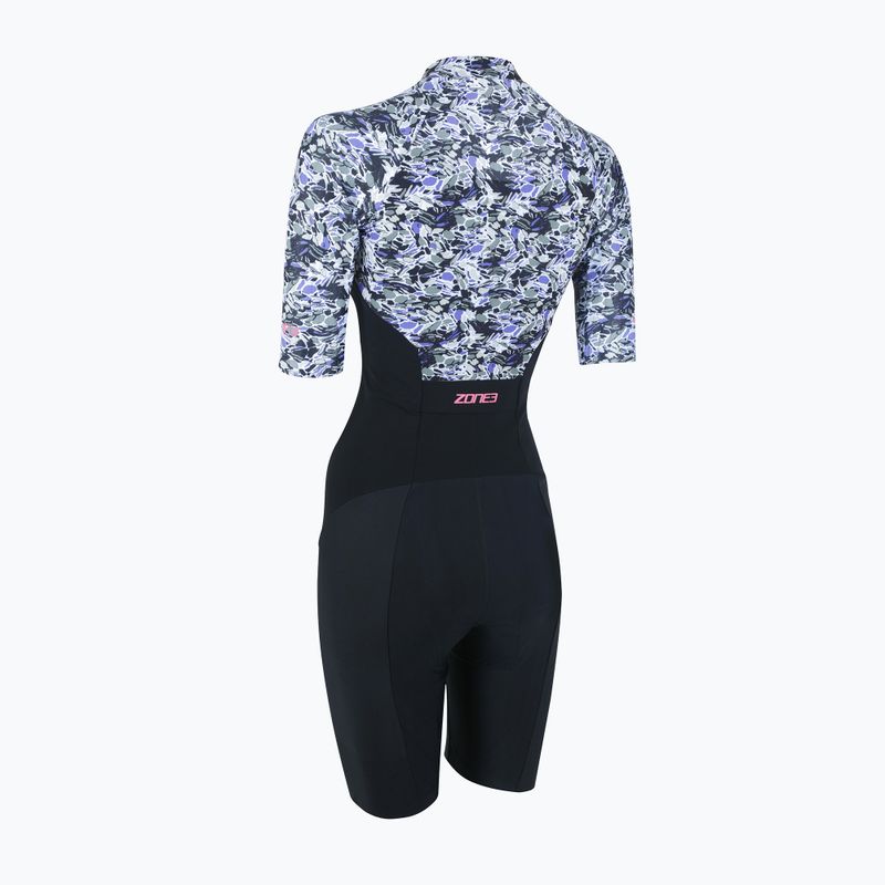 Tuta da triathlon da donna ZONE3 Lava Short Sleeve Trisuit bianco/ghiaccio 2