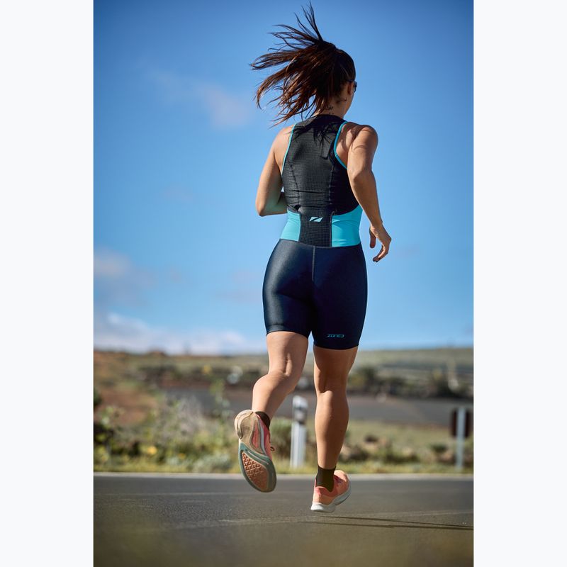Tuta da triathlon da donna ZONE3 Activate Trisuit nero/turchese 5