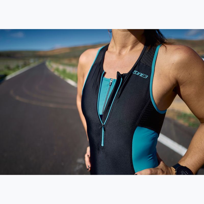 Tuta da triathlon da donna ZONE3 Activate Trisuit nero/turchese 8