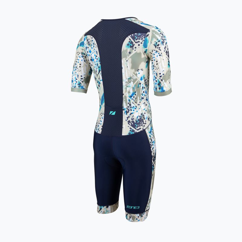 Tuta da triathlon a manica corta da uomo ZONE3 Activate+ sand sotrm/navy/sand 2