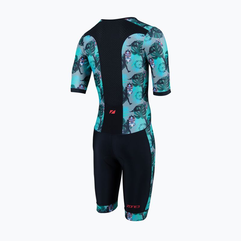 Tuta da triathlon a manica corta da uomo ZONE3 Activate+ tribal rush/nero/khaki 2