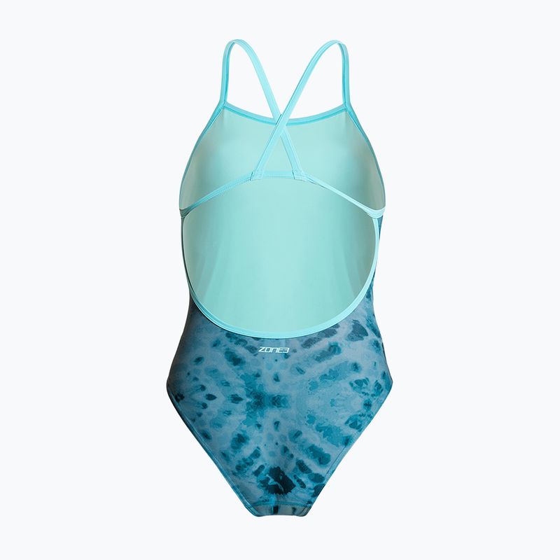Costume da bagno intero da donna ZONE3 Strap Back teal tie dye 2