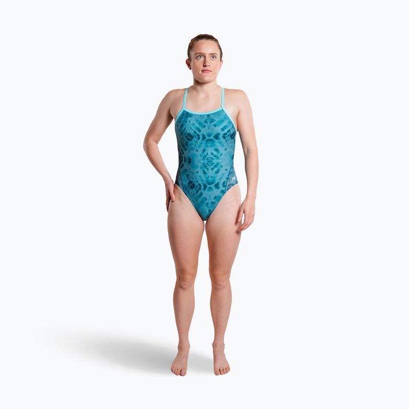 Costume da bagno intero da donna ZONE3 Strap Back teal tie dye 4