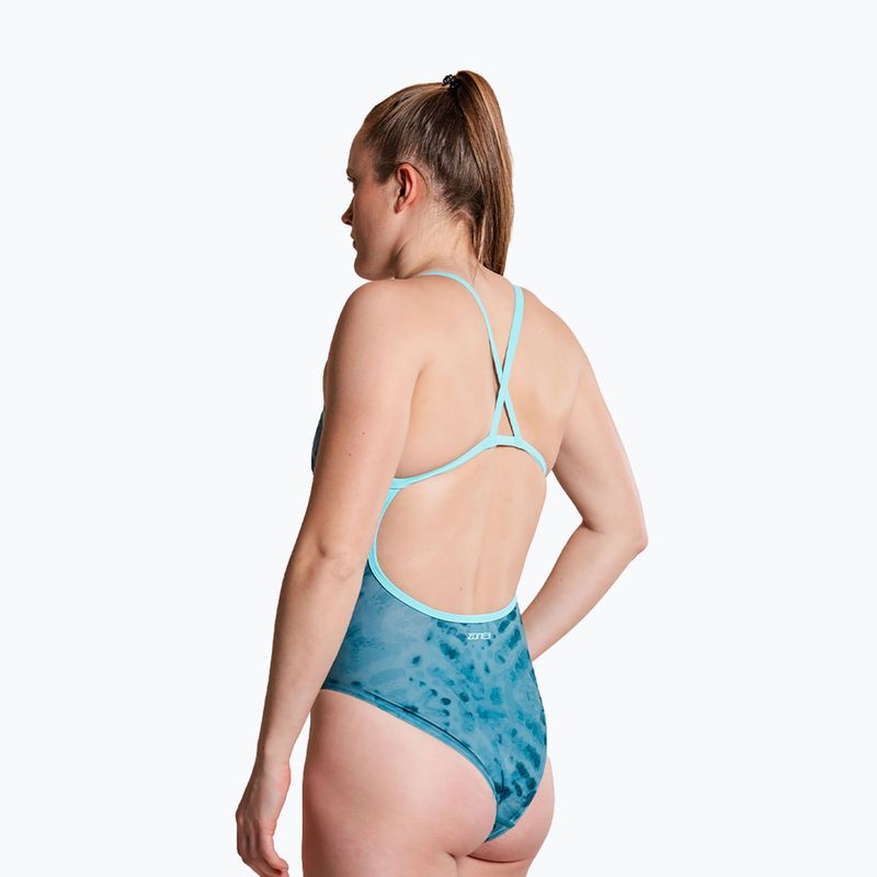 Costume da bagno intero da donna ZONE3 Strap Back teal tie dye 6