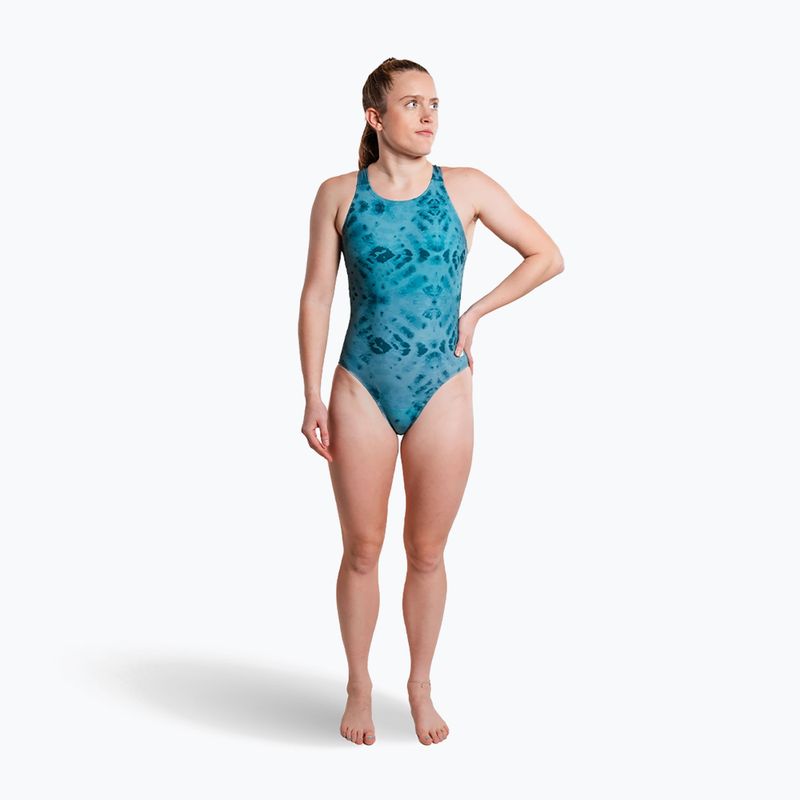 Costume da bagno intero da donna ZONE3 Classic teal tie-dye 4