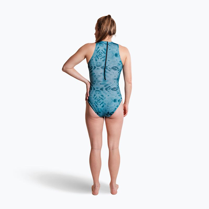 Costume da bagno intero da donna ZONE3 High Neck Costume teal tie dye 5