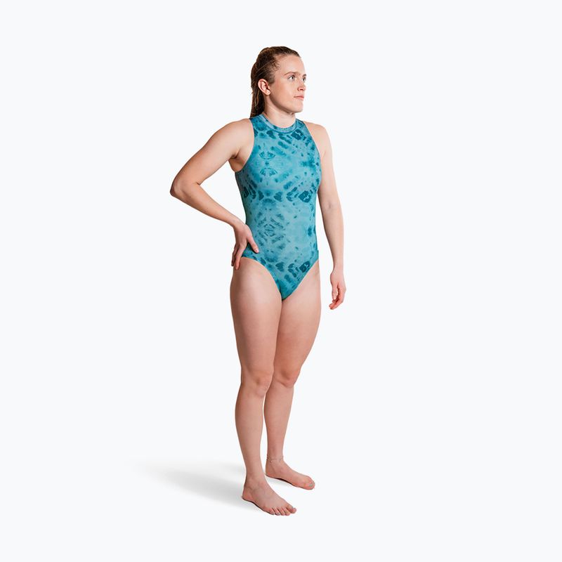 Costume da bagno intero da donna ZONE3 High Neck Costume teal tie dye 6
