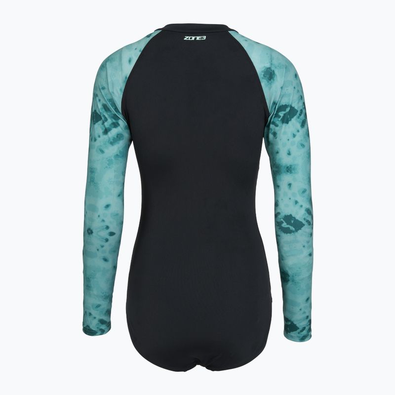 Costume da bagno intero da donna ZONE3 Long Sleeve teal tie dye 2