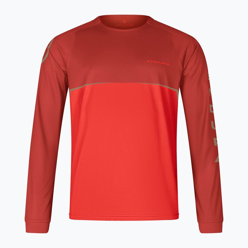 Endura Core Printed Uomo manica lunga da ciclismo rosso fuoco 3