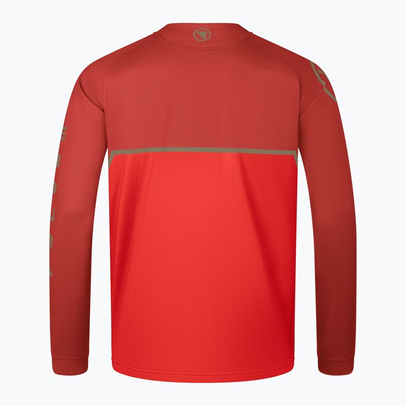 Endura Core Printed Uomo manica lunga da ciclismo rosso fuoco 4
