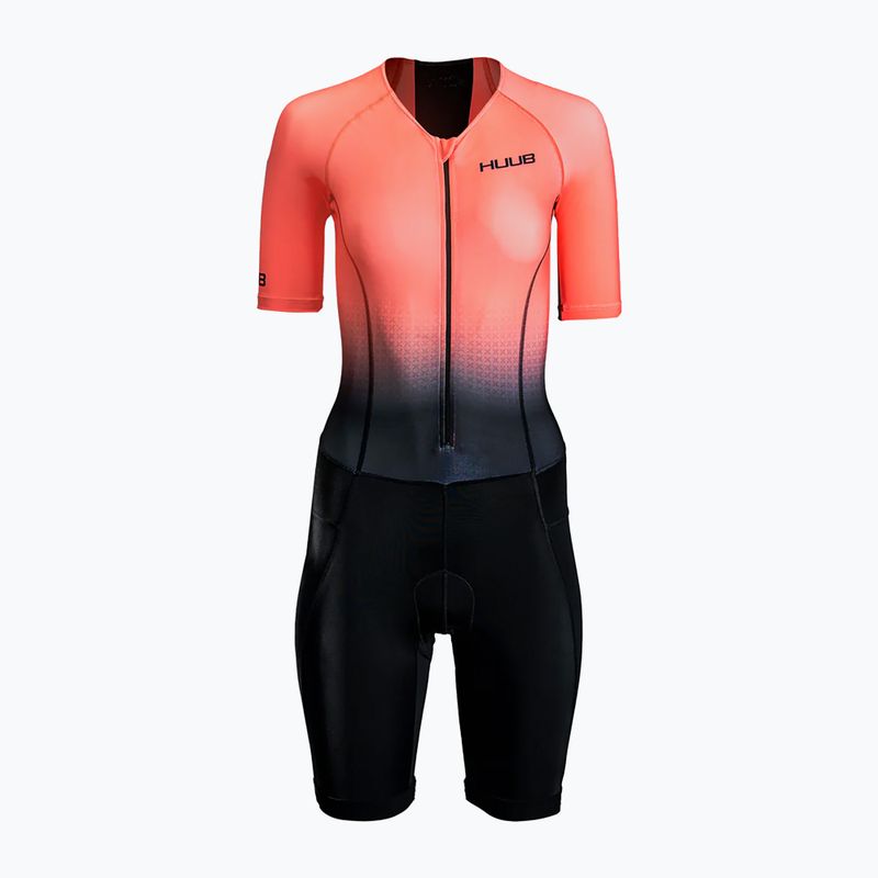 Tuta da thriathlon da donna HUUB Commit Tuta da corsa lunga nero/corallo