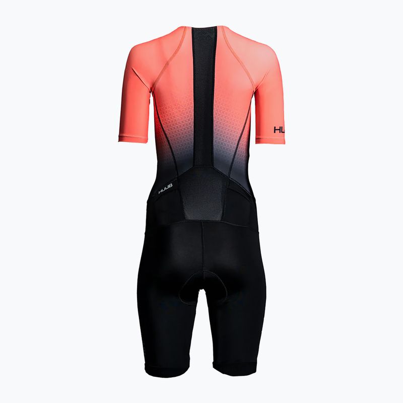 Tuta da thriathlon da donna HUUB Commit Tuta da corsa lunga nero/corallo 2