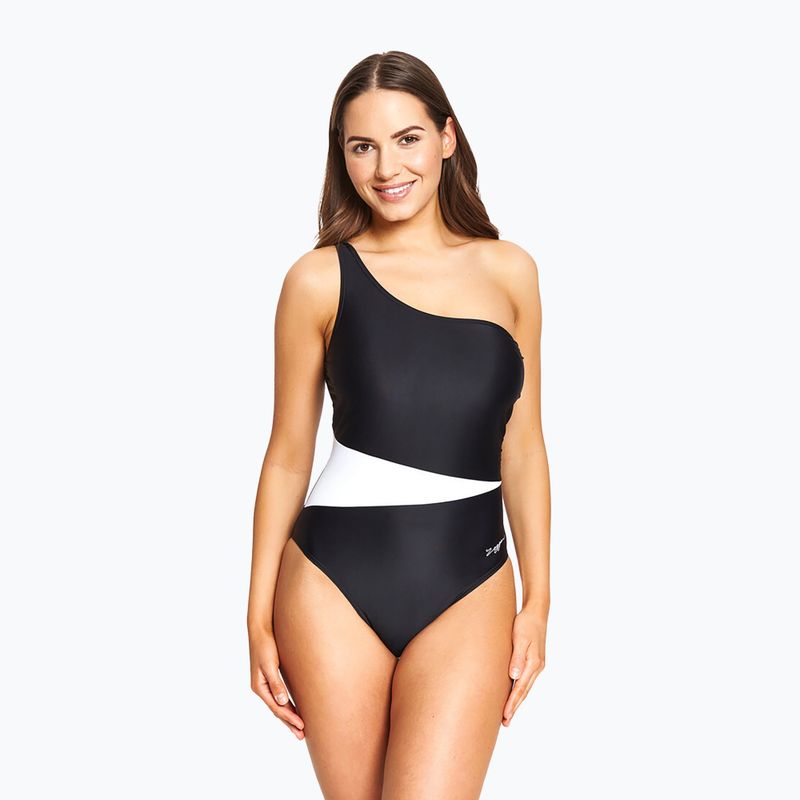 Costume intero da donna Zoggs Lattice One Shoulder blu/bianco 7