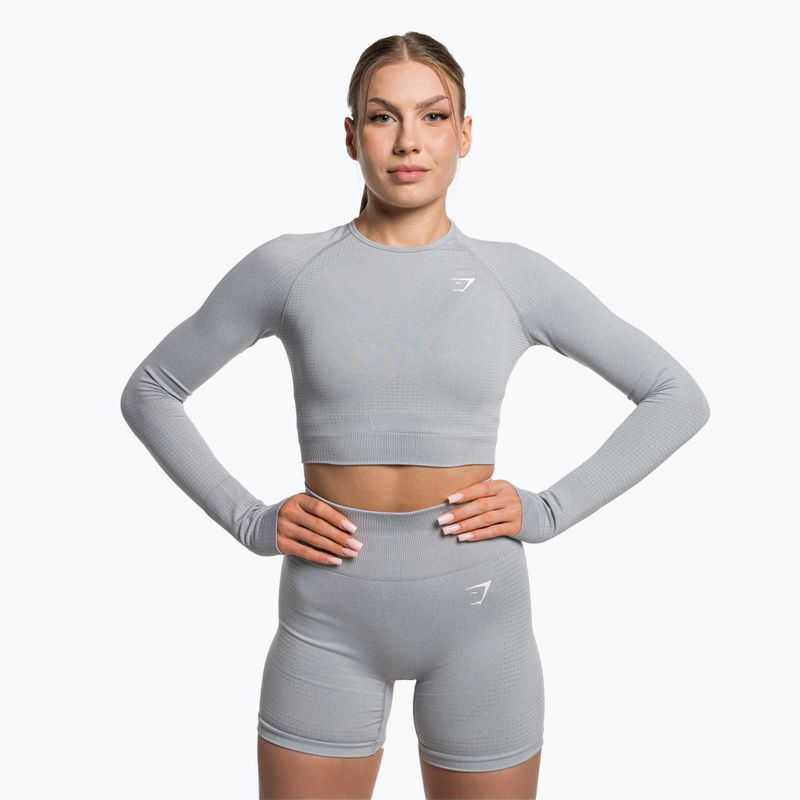 Top da allenamento a maniche lunghe da donna Gymshark Vital Seamless Crop Top grigio chiaro