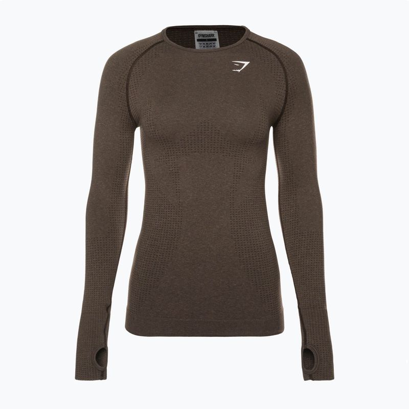 Gymshark Vital Seamless Top a maniche lunghe da donna per l'allenamento, marrone/bianco 6
