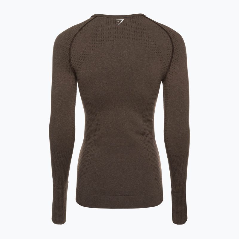 Gymshark Vital Seamless Top a maniche lunghe da donna per l'allenamento, marrone/bianco 7