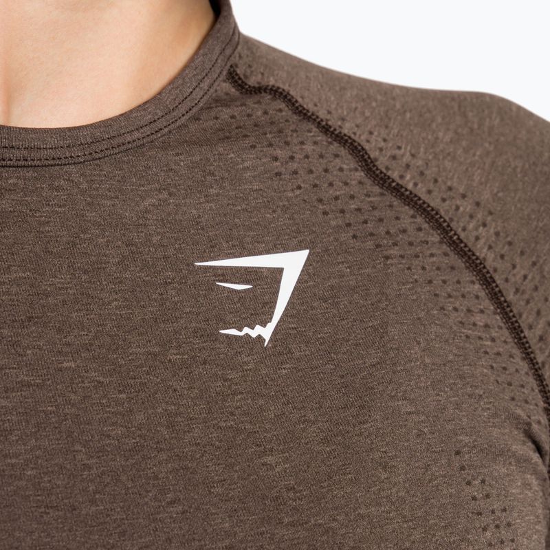 Gymshark Vital Seamless Top a maniche lunghe da donna per l'allenamento, marrone/bianco 5