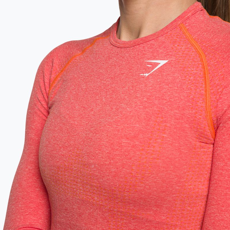 Gymshark Vital Seamless Top a maniche lunghe da donna per allenamento rosso/arancio/bianco 4