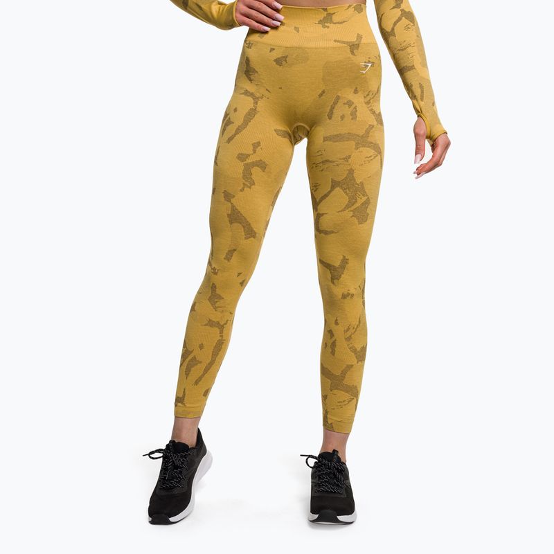 Leggings da allenamento da donna Gymshark Adapt Camo Savanna Seamless giallo/bianco