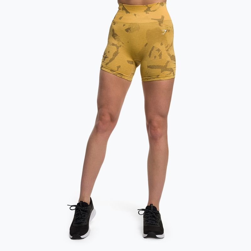 Pantaloncini da allenamento da donna Gymshark Adapt Camo Savanna senza cuciture giallo indiano