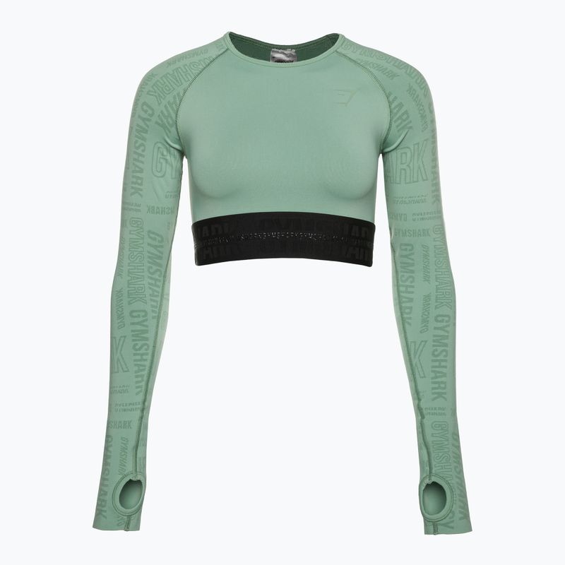 Gymshark Vision Crop Top donna a maniche lunghe per allenamento verde/nero 5