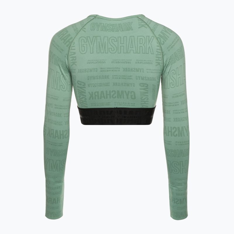 Gymshark Vision Crop Top donna a maniche lunghe per allenamento verde/nero 6