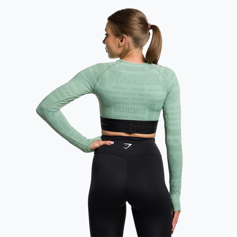 Gymshark Vision Crop Top donna a maniche lunghe per allenamento verde/nero 3