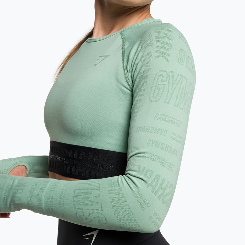 Gymshark Vision Crop Top donna a maniche lunghe per allenamento verde/nero 4