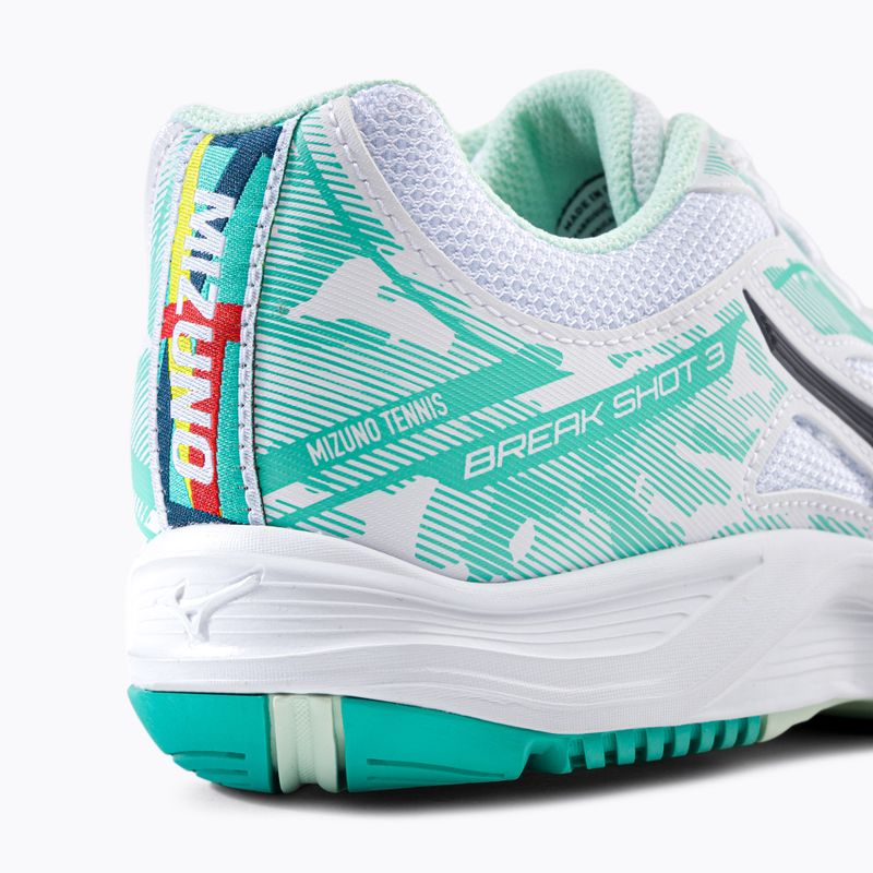 Scarpe da tennis da donna Mizuno Break Shot 3 AC bianco e verde 61GA212623 7