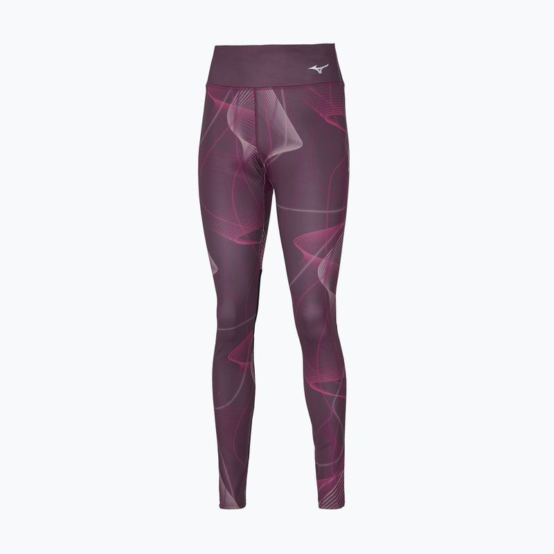 Leggings da corsa da donna Mizuno Stampato vino d'uva