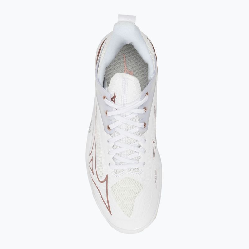 Scarpe da pallamano da donna Mizuno Wave Mirage 4 bianco/rosa/bianco neve 5