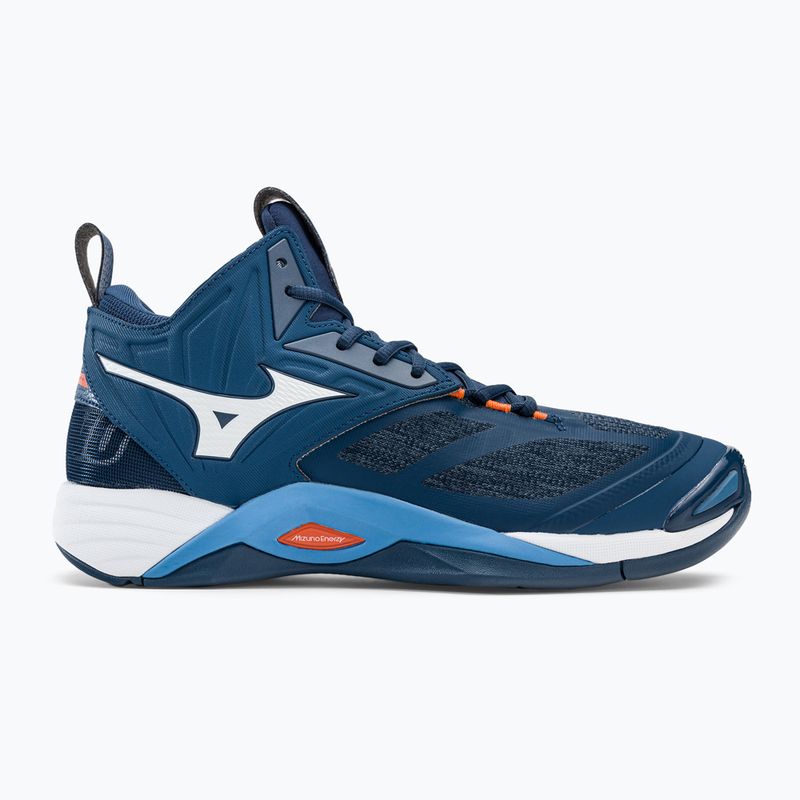 Scarpe da pallavolo da uomo Mizuno Wave Momentum 2 Mid dark denim/bianco/scarlatto ibis 2