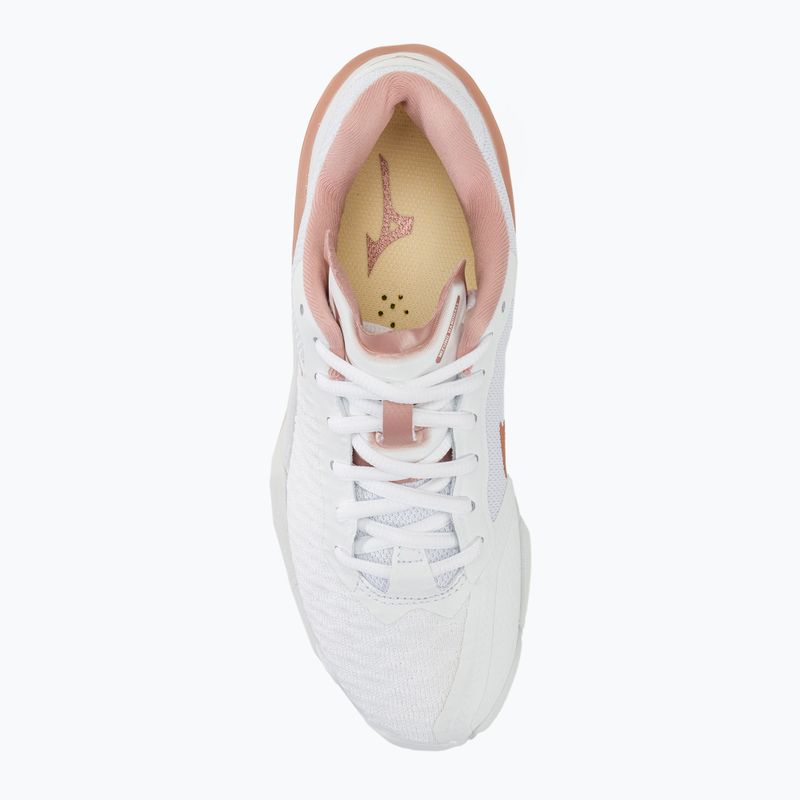 Scarpe da pallamano da donna Mizuno Wave Stealth Neo bianco/rosa/bianco neve 5