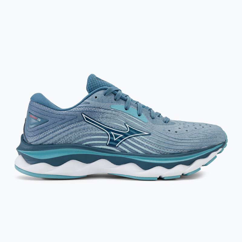 Scarpe da corsa da donna Mizuno Wave Sky 6 blu shadow/bianco/blu lilla 2